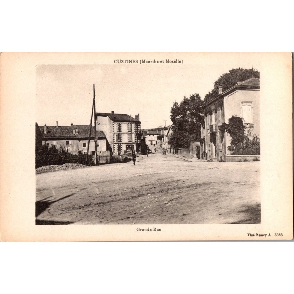 Vintage Custines Meurthe-et-Moselle France Grande-Rue Postcard‎